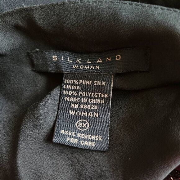 Silkland womens Sz 3X silk floral embroidered trim tunic blouse - Picture 6 of 6